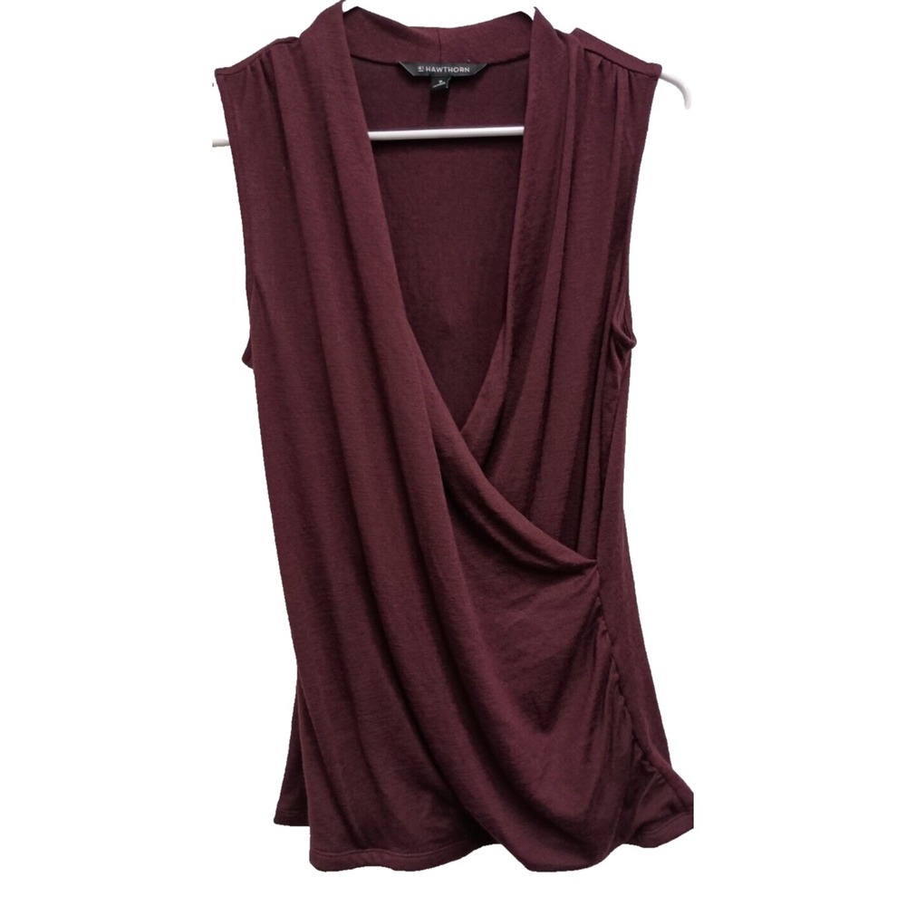 41Hawthorn Stitch Fix Faux Wrap Top Womens Medium Maroon Sleeveless Office